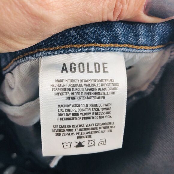 Agolde Jeans Women’s 30 Nico High Rise Slim Fit Button Fly Denim Medium Wash - Picture 8 of 9
